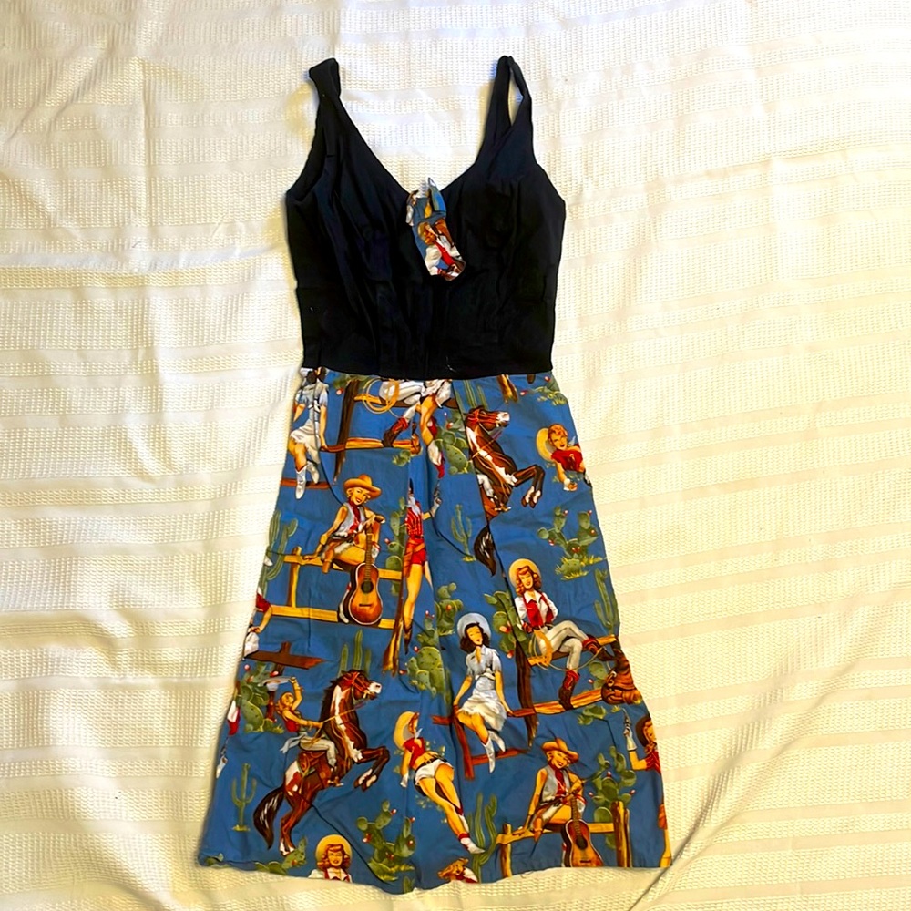 Cowboy patterned shirt dress.